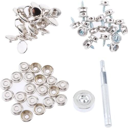 152Pcs Boat Canvas Fabric Snap Cover 3/8'' Screw Stud Button Socket Fastener Kit