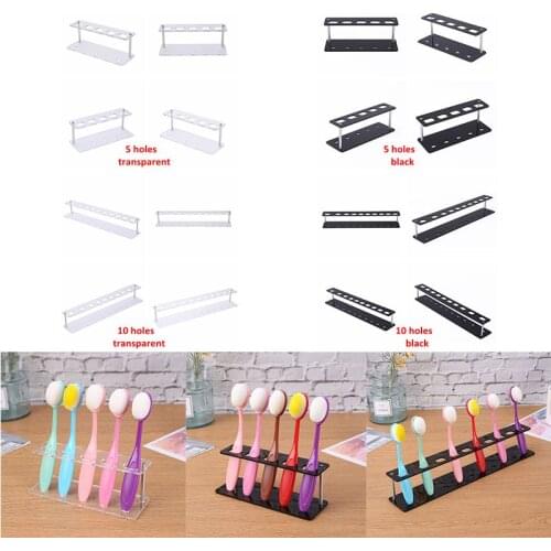 5/10 Hole Oval Brush Holder Rack Bracket Shelf Organizer for Storage Blending Brush Display Holder White Black 2021 New