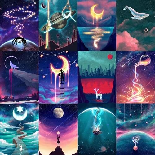 5D DIY Embroidery Diamond Painting Full Rhinestone Square/Round Cartoon Moon Cross Stitch Home Decoration Explosion New