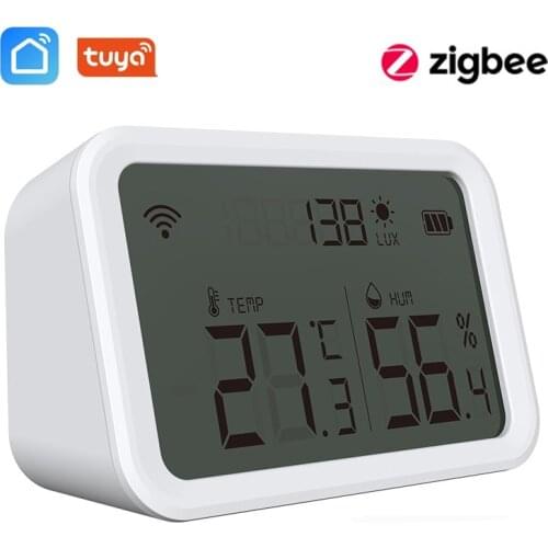 Tuya Zigbee 3.0 Temperature Humidity Sensor Lux Light Detector Hygrometer Thermometer LCD Screen Work Tuya Zigbee Hub Smart Home