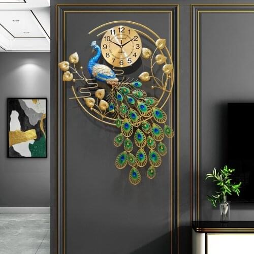 Home Decore Clocks Wall Clock Modern Design Peacock Hanging Wall Clock Table Living Room Decoration Modern Decor 3d Wall Clock