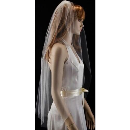 Hot Sale High Quality Tulle Cut Edge Wedding Veils with Comb White Ivory One Tiers Bridal Veils Wedding Accessories veu de noiva