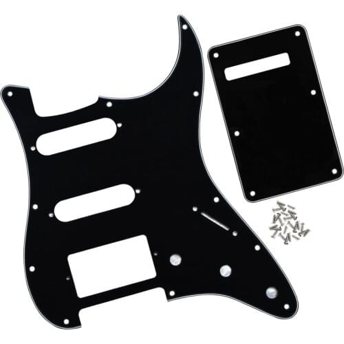 FLEOR Set of 11 Hole HSS ST Pickguard SSH Scratch Plate & Back Plate for American/Mexican ST Guitar Accessories