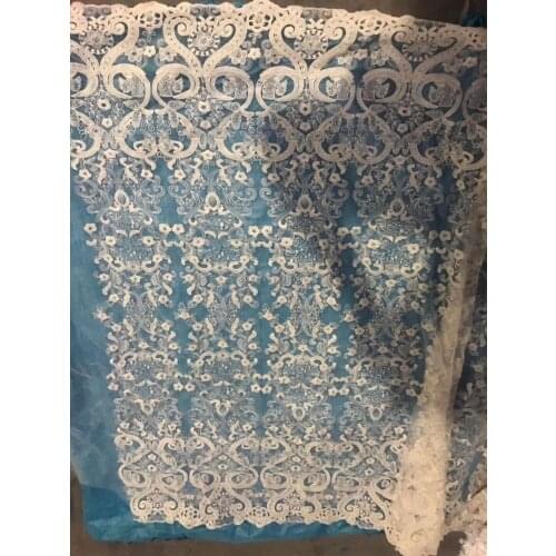 Cotton Openwork Embroidery Fabric 3D Applique Tassel Cotton Fabric HF254