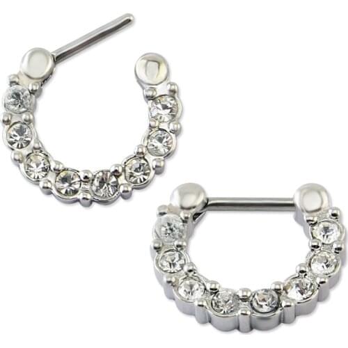 Hot Selling Indian Nose Chian 1.2*10mm Surgical Steel Septum Nose Ring Hypoallergenic Septum Clicker In Body Piercing Jewelry