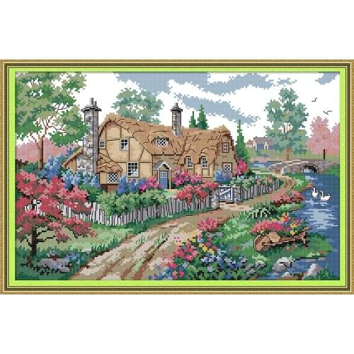 Joy Sunday Beautiful Homeland 10 Chinese Cross Stitch Kits Ecological Cotton Clear Stamped Printed 11CT DIY Wedding Decoration