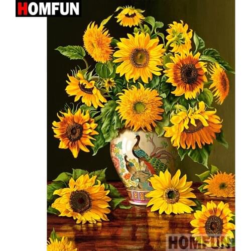 HOMFUN 5D DIY Diamond Painting Full Square/Round Drill "sunflower" 3D Embroidery Cross Stitch gift Home Decor A00404