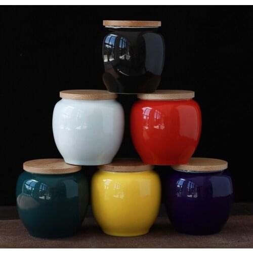 European Ceramic Storage Jar with Wooden Lid Household Mini Airtight Jar Portable Travel Tea Tin Home Decoration Accessories New