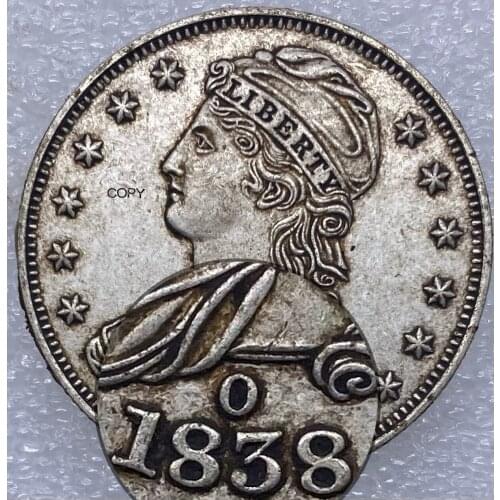 United States ½ Dollar Capped Bust Half Dollar 1838 O Coin Cupronickel Plated Silver Copy Coin