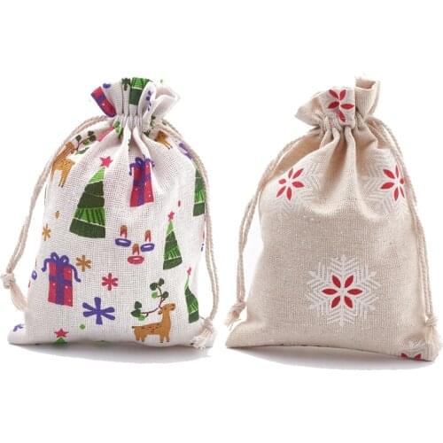5pcs 18x13cm Pouches Drawstring Polycotton Bags Christmas Birthday Wedding Party Gift Packaging Bags wholesale