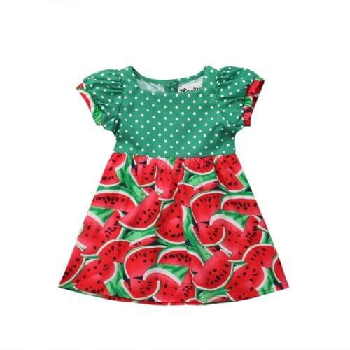Cute Kid Baby Girl Short Sleeve Watermelon Princess Dress Party Wedding Pageant Watermelon Dresses Clothes Sunsuit