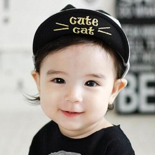 1 Piece Cotton Dot Toddlers Infant Sun Cap Summer Outdoor Baby Boys Hats Sun Beach Cute Cat Letter
