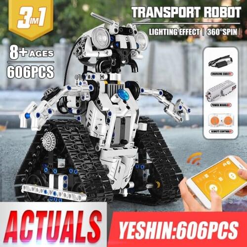 MOULD KING 15046 APP RC Control Transbot Model Building Blocks Bricks Assembly Changing Robot High-tech Toys Kids Christmas Gift