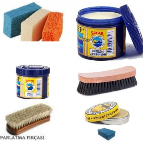 Nuri LefLef 8 Piece Leather Shoes Shoe Paint Polishing Care Set Almond Oil Black Paint Colorless Polish Sponge Polishing Brush