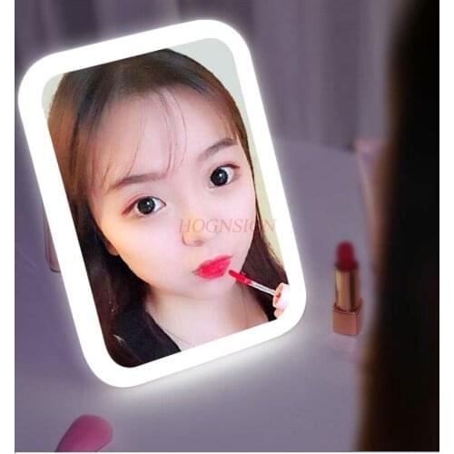 Led Desktop Mirror With Light Fill Light Dormitory Desktop Dressing Small Mirror Female Folding Portable Stepless Dimming Sale