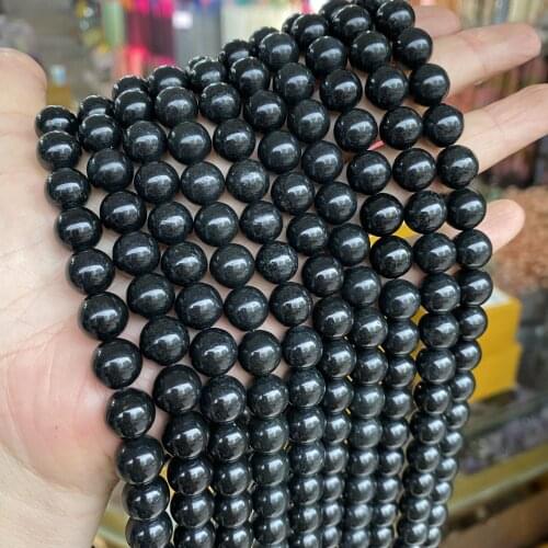 Natural Russia Origin Shungit Stone Loose Round 6/8/10mm Beads Strand Shungite for Radiation protection
