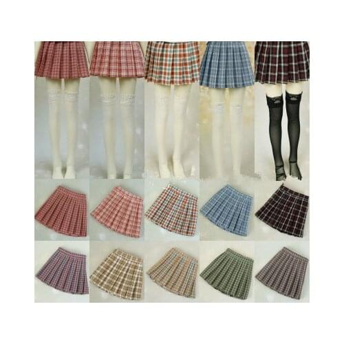 BJD doll clothes is suitable for 1/3 1/4 1/6 daily uniform plaid skirt pleated skirt multi-color optional doll accessories