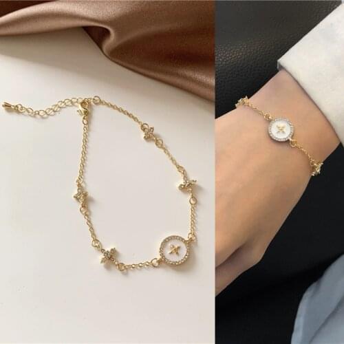 Romantic Rhinestone Cross Star Bracelet Bangle Cute Plum Bracelets for Women Girls Men Kids Wrist Jewelry 2021 New Arrival Trend