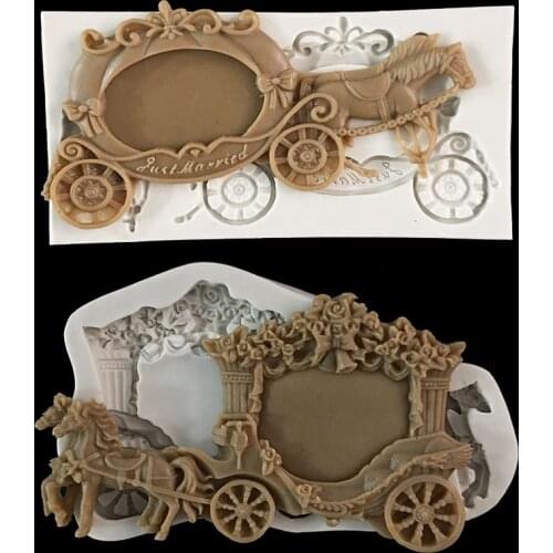 Minsunbak Pumpkin carriage Wedding carriage silicone fondant mold Wedding cake decoration tools Chocolate Sugar craft tool