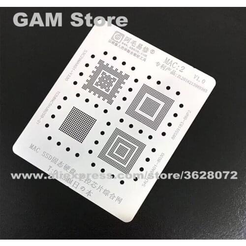 For Macbook SSD BGA Stencil Reballing IC Chip Tin Plant Net Solder Heating Template Amaoe MAC:2 0.15mm Thickness