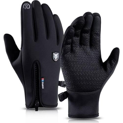 Cycling Gloves Male Outdoor Windproof Waterproof Touch Screen Female Full Finger Sports Winter Warm Fleece Ski Riding Gloves