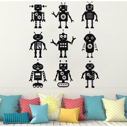 Vinyl Wall Sticker Bedroom decoration Decal Robots Cartoon Mechanical Ingineering Kids Girls Boys Teenager Room home decor HY680