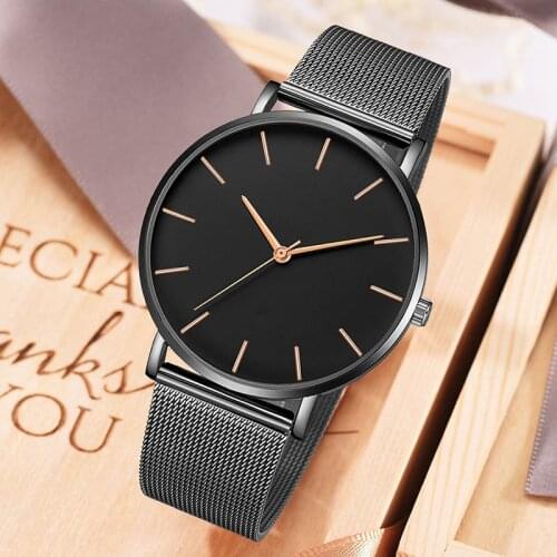 Women Classic Quartz Watches Large Round Dial with Mesh Alloy Band TT@88