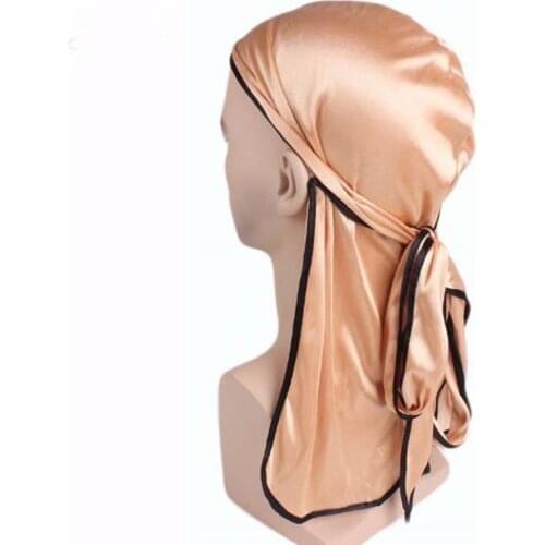 XEONGKVI Long Tail Silk Satin Elastic Pirates Silky Durag Spring Summer Cover Head Skullies Beanies Women Hats Chemotherapy Hat