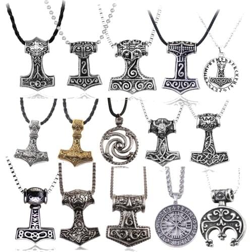 Norse Vikings Necklaces Pendants Odin Runes Wolf Supernatural Moon Pentagram For Men Women Jewelry Gift