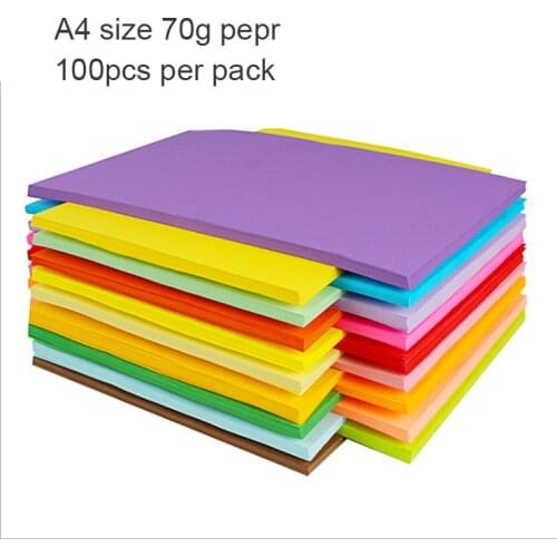 100pcs Factory direct A4 color printing paper Childrens handmade multi-function origami Pure wood pulp 70g paper wholesale