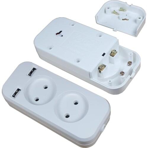 2019 new design 2 socket European 5V 2A USB extension socket LE-03 White color