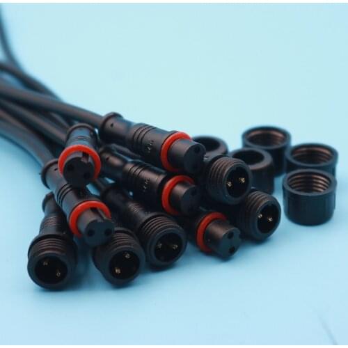5Pairs 2Pin IP65 Waterproof Connector 0.3mm Male & Female Black Cable 22AWG Tool Protect Accessory New