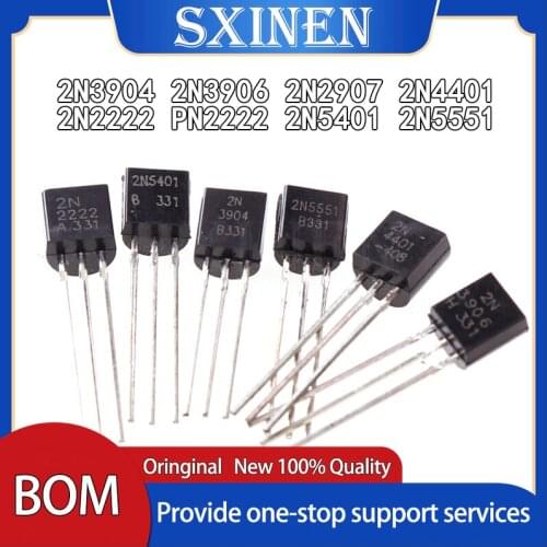 50PCS 2N3904 2N3906 2N2907 2N4401 2N2222 PN2222 2N5401 2N5551 TO-92 TO92 Transistor New