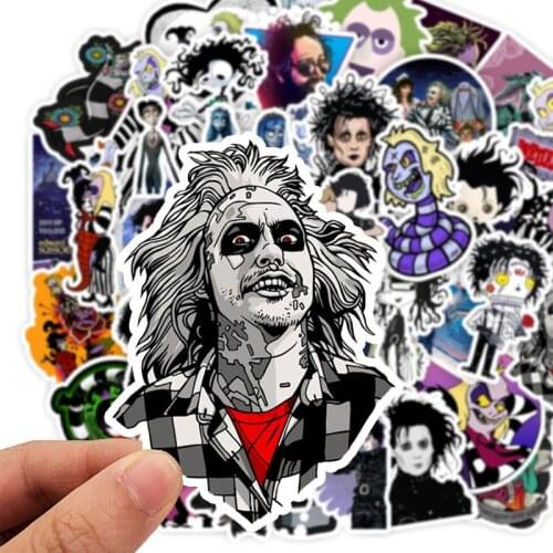 50PCS Tim Burton Movie Stickers Beetlejuice&Corpse Bride Stickers For Kids Luggage Skateboard Laptop Children Toy Gift