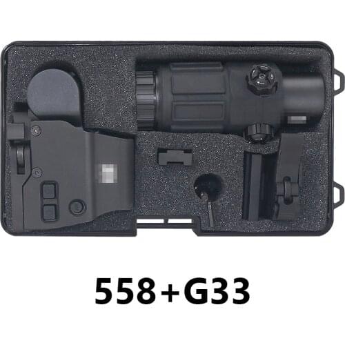 558 Red Dot G33 3X Magnifier Airsoft with Switch to Side Quick Detachable QD Mount Hunting Sight Fast Aiming Precise Shooting