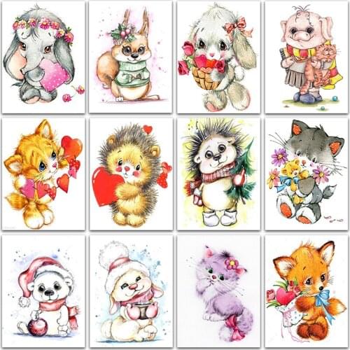 5D DIY Diamond Painting Flowers animals Elephant Cat Fox Hedgehog Full Square&Round mosaic embroidery Cross stitch home decor