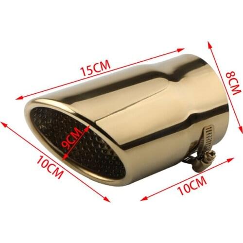 63mm Inner 100mm Outer Car Exhaust Tips Stainless Steel Round Muffler Pipe Auto SUV Gold Rear Exhaust Pipe Clamp-on Plug-in