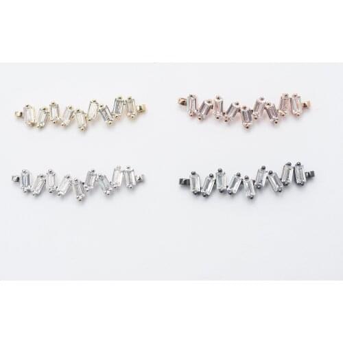 8.6×35.7mm Rainbow Crystal charm Connector DIY Female Necklace Earring Bracelet Copper Connector Accessories Wholesale