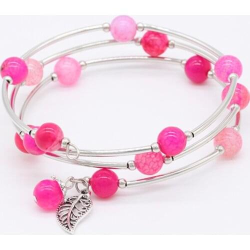 8MM Natural Colourful Stone Wrap Bracelet Handmade Crystal Beaded Jewelry Bracelets For Women Increase Charm Gift GB020