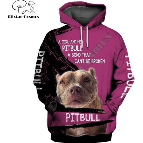 A girl and her PITBULL Dog 3D All Over Printed Unisex Deluxe Hoodie Casual Sweatshirt Zip Jacket sudadera hombre DW0358