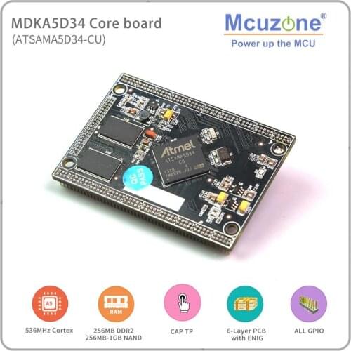 A5D34 ATMEL ATSAMA5D34 MDKA5D34 Coreboard, 536MHz CPU, 256MB DDR2, 256MB NAND, High speed USB, ISI, Ethernet, 6xUART, CAN