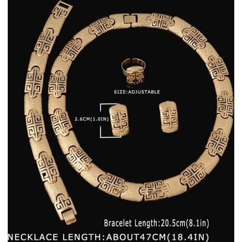 African Four Piece Set Gold Dubai Jewelry Sets Explosive Alloy Jewelry Set Necklace Earring Bracelet Ring Manufacturer Supply