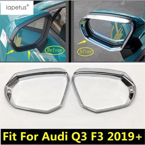 Accessories For Audi Q3 2019 - 2021 Rearview Mirror Rear View Rain Eyebrow Molding Cover Kit Trim ABS Chrome Shiny Exterior