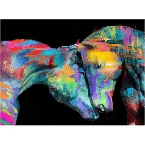 Diamond Painting Full Circle Diamond Kit Rhinestone Picture Art Craft Home Door Decoration (Horses)