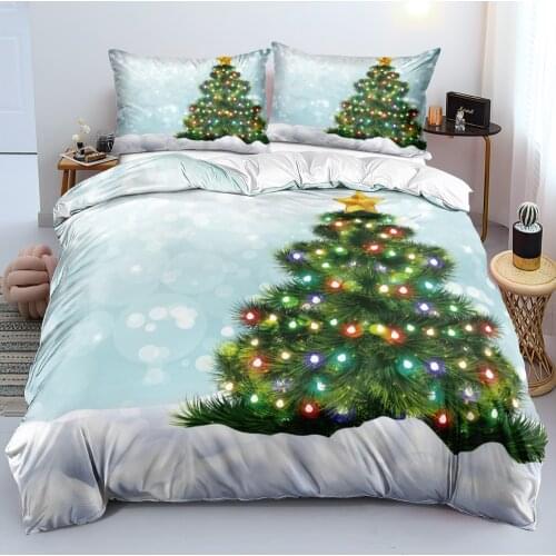 White Bedding Sets 3D Marry Christmas Duvet/Comforter/Quilt Cover Set Bed Linens Pillowcase King Queen Full Double Home Texitle