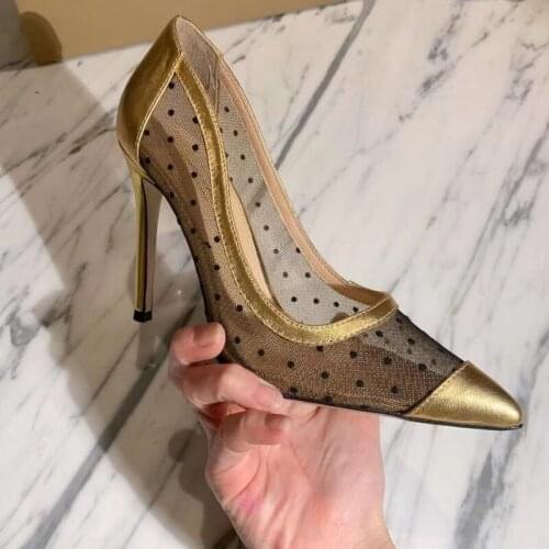 2021 Summer New Sexy Mesh Pointed High Heel Stiletto Sandals