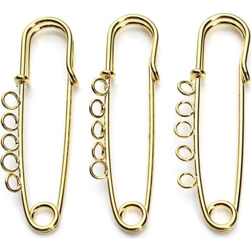 10pcs/lot Gold Color 50/60mm Length Hijab Safety Pins Brooch Fashion Jewelry Women & Men Wedding Bouquet Brooch Findings