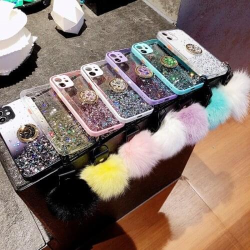 Phone Case For OPPO A31 A9 A8 A5 A3S F9 A53 A92 A52 A72 2020 Realme C15 5 Soft Glitter Eye Protection Hairball Back Cover
