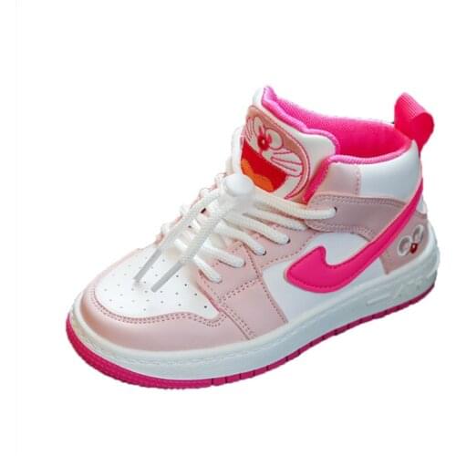 Spring Autumn New Cartoon Fashion Children Sneakers Boys Girls Low Cut Pink Leather Sports Running Shoes Children Soft Microfi