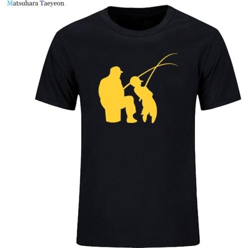 Dad AND BOY FISHING Print Tshirt Men Fashion Styling Short Sleeve T Shirt for Man Hip Hop Streetwear T Shirts Men